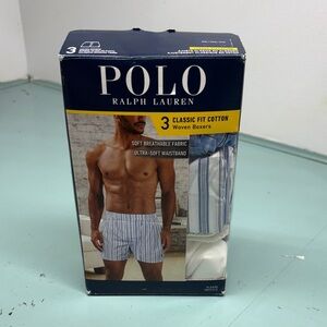 Polo by Ralph Lauren Men's 2XL Striped Cotton Boxers - Blue and White